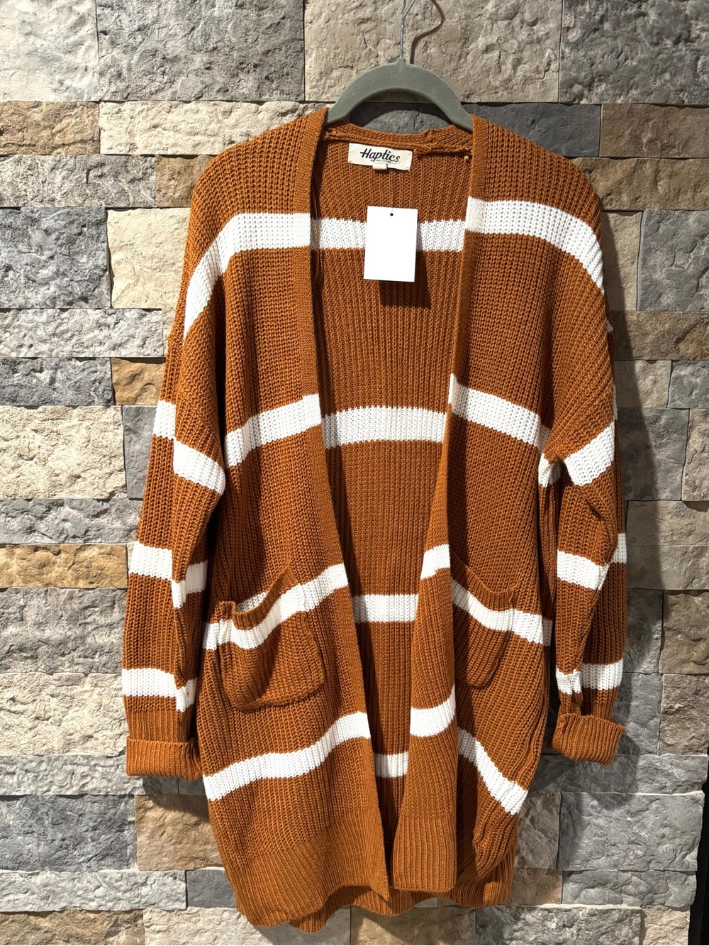 NWT. Haptics Rust Striped Cardigan